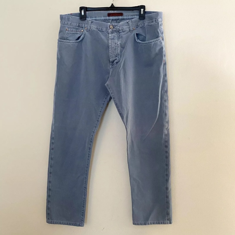 Isaia Napoli Self Edge Twill Denim Light Blue Cotton Jeans Men’s Size 38